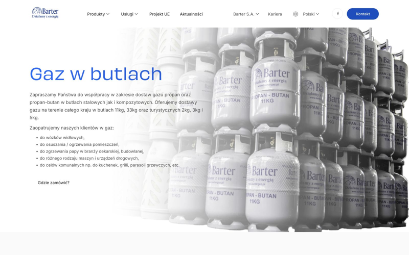 BarterGaz: Oferta — gaz w butlach