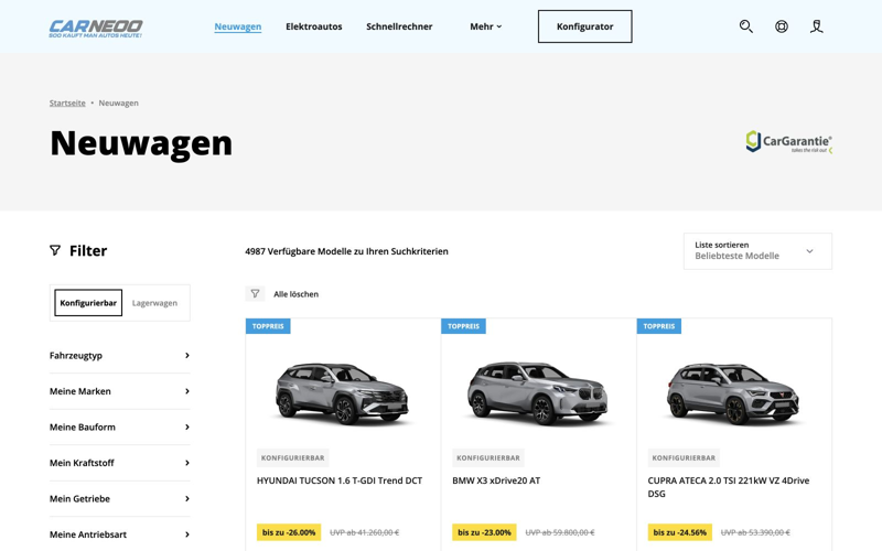 Carneoo: Marketplace — samochody i filtry