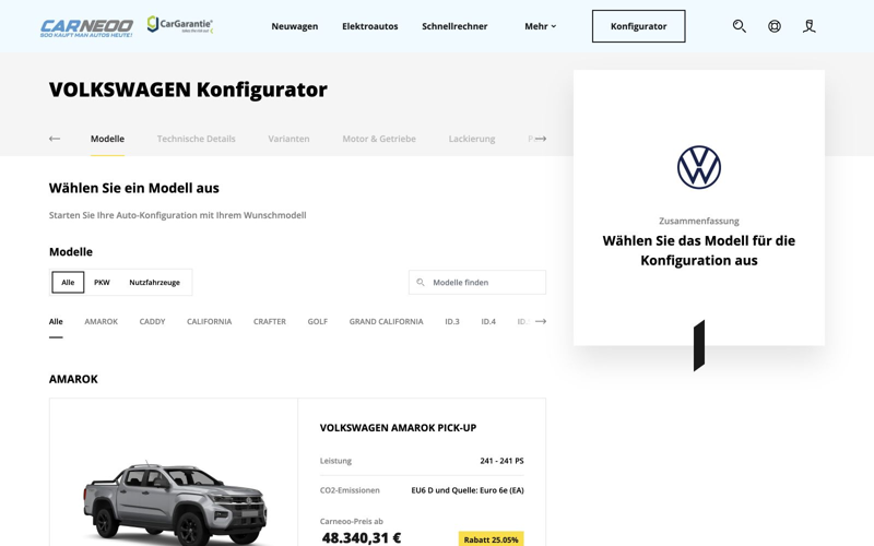 Carneoo: Konfigurator — wybór modelu