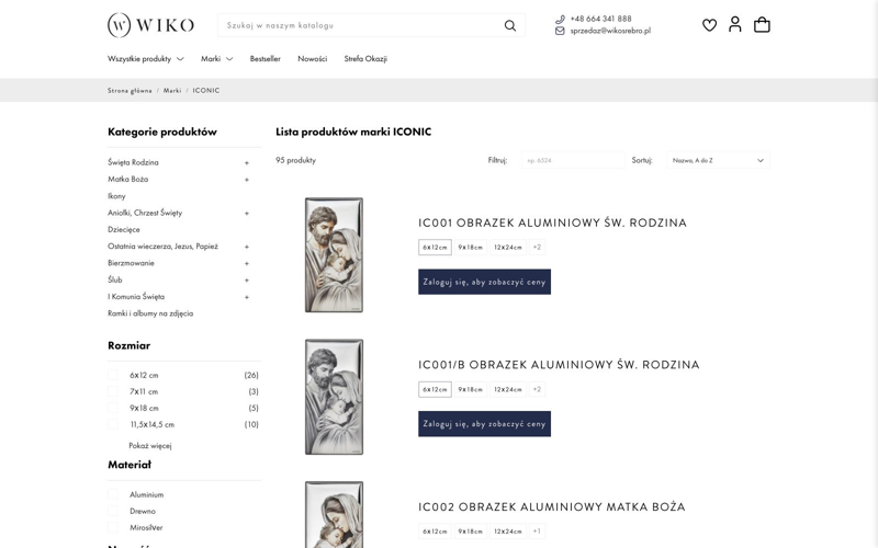 Wiko Srebro: Oferta według materiału i rozmiaru